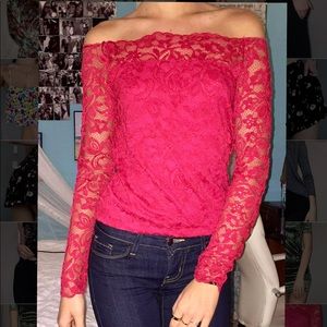 Red off the shoulder top